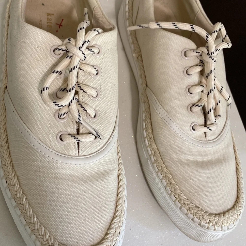 Kate Spade New York Boat Party Espadrille Sneakers Cream Canvas Sz 6.5